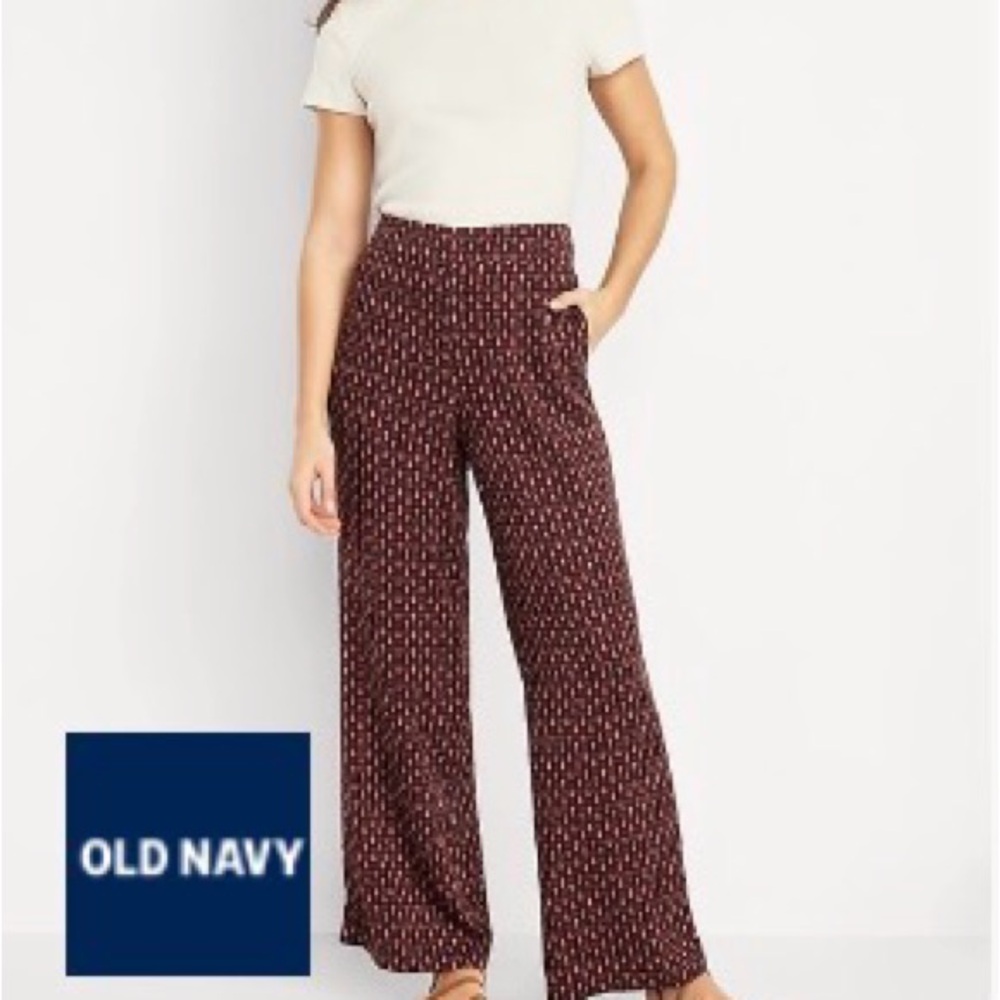 Old Navy High-Waisted Playa Wide-Leg Pants Pumice print 4x NWT